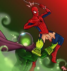 2boys gay male male_only marvel multiple_males mysterio peter_parker quentin_beck ripped_clothing smooth_skin spider-man spider-man_(series) tagme torn_clothes yaoi