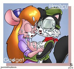 2002 anthro breasts cat character_name chip_'n_dale_rescue_rangers crossover cum disney female female_only gadget_hackwrench hershey_the_cat interspecies joe_randel mouse side_view sonic_(series) tagme toony yuri