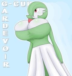 blush colored_background gardevoir generation_3_pokemon huge_breasts nintendo pokemon pokemon_(species) pokemon_rse top_heavy touhoufan