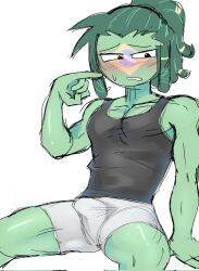 1boy blush brazil_(countryhumans) clothed_male clothing countryhumans erection erection_under_clothes male male_focus male_only shorts simple_background sketch white_background xmari_11