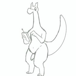 animated anthro belly controller dinosaur dragon genitals low_res male nezzieplump penis reptile scalie solo_male tail tail_motion tailwag thick_thighs