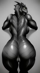 1girls 2023 ai_generated anthro ass ass_focus back_muscles backboob big_ass big_butt black_body black_scales breasts completely_nude completely_nude_female dragon female female_only horned_female horned_humanoid horns looking_back muscular muscular_anthro muscular_female naked naked_female nude nude_female puffy_pussy puffy_vulva pussy scales scalie scalieton self_upload shiny_skin stable_diffusion thighs vagina yellow_eyes