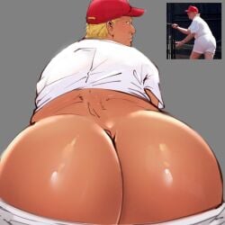 1boy affront_to_nature alternate_version_available ass big_ass color colored colorful donald_j_trump donald_trump male male_focus male_only oeyaras old_man paldraws political politician politics president shiny_skin simple_background solo tagme ugly_man