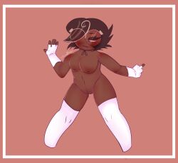 boy_pussy choker cookie_run cookie_run_kingdom cuntboy dark-skinned_male espresso_cookie glasses gloves intersex middle_finger no_sex posing slightly_embarrassed stockings wet white_gloves white_stockings