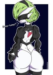 ass big_ass breasts cosplay female_gardevoir gardevoir green_hair nier:_automata pokémon_(species) pokemon pokemon_(species) pokemon_rse sekushimon thighs yorha_2b_(cosplay)