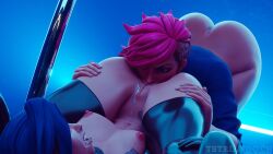 2girls 3d anilingus anilingus_from_female butch cunnilingus female incest jinx_(league_of_legends) league_of_legends lezdom piledriver_position rimming rimming_female rimming_futa short_hair tetriandoch tomboy vi yuri