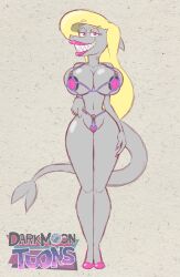 anthro bikini blonde_hair blu3danny female female_only high_heels lizardsharkragon looking_at_viewer shark shark_girl sharkzym shelly_smith_(lizardsharkragon) smiling smiling_at_viewer solo tail thesharkmaster tsmdraws