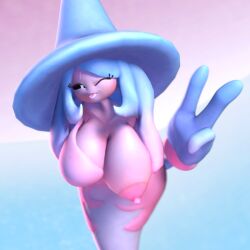 3d anthro big_breasts breasts_out clothed female female_only hatterene nintendo pokémon_(species) pokemon pokemon_(species)