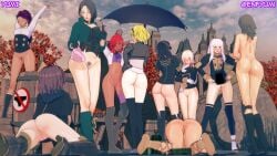 3d 6+girls anus arms_up ass ass_up ass_visible_through_thighs asymmetrical_clothes asymmetrical_legwear back_view bare_back bare_thighs barrel bernadetta_von_varley blonde_hair blue_hair blush boots bottomless braid braided_ponytail brown_hair byleth_(fire_emblem) byleth_(fire_emblem)_(female) choker closed_eyes clothed_female_nude_female constance_von_nuvelle dark-skinned_female dark_skin dorothea_arnault drunk edelgard_von_hresvelg embarrassed exhibitionism face_down_ass_up female female_only female_pervert female_pubic_hair fire_emblem fire_emblem:_three_houses garreg_mach_monastery_uniform gloves hand_on_hip hapi_(fire_emblem) hat holding_panties hoodie large_ass long_hair lysithea_von_ordelia manuela_casagranda medium_breasts medium_hair multicolored_hair multiple_girls naked_boots naked_footwear navel nintendo no_panties_sign nude nude_female on_ground open_mouth outdoors panties petra_macneary pink_eyes pink_panties ponytail pubic_hair purple_eyes purple_hair pussy red_eyes red_hair rock shamir_nevrand short_hair sign smile story_at_source stretching teal_hair thighs tree uncensored underwear white_hair yumi_(artist)