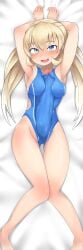 1futa absurdres asakura_mao autopaizuri blonde_hair blue_eyes breasts bulge censored clothed clothing competition_swimsuit dakimakura dakimakura_(medium) danielsung erection erection_under_clothes female_masturbation futa_only futabu futanari highres huge_cock human knees_together_feet_apart light-skinned_futanari light_skin long_hair masturbation mosaic_censoring nipples on_back one-piece_swimsuit open_mouth paizuri partially_clothed penis solo swimsuit twintails