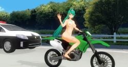 1girls 3d 3d_(artwork) areolae barefoot breasts casual completely_nude completely_nude_female core_crystal driving female female_only full_body green_eyes green_hair highway human jetnsfw long_hair looking_at_viewer matching_hair/eyes motorcycle naked naked_female nipples nude nude_female nudist pale_skin pneuma_(xenoblade) police police_car public public_nudity riding_motorcycle road sitting solo solo_female streaking wave waving waving_at_viewer xenoblade_(series)