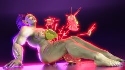 3d female lord_maldazzar mazoga_bladescar muscles muscular muscular_female orc orc_(warcraft) orc_female purple_hair solo solo_female thighs warcraft watermelon watermelon_crushing world_of_warcraft wow