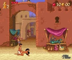 16-bit 1boy 1girls aladdin aladdin_(character) anal_sex animated canon_couple clothed_male_nude_female disney disney_prince disney_princess female game_mechanics game_ui gameplay_mechanics in-game_background in_game loop mayin on_knees pixel_art princess_jasmine sex