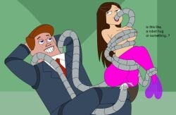 brown_hair female mechanical_tentacles mermaid mermaid_tail naked norm_(phineas_and_ferb) nude phineas_and_ferb robot sex tail tentacle vanessa_doofenshmirtz