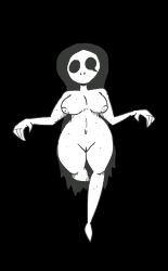 1girls areolae barefoot big_breasts black_hair breasts completely_nude completely_nude_female female female_only floating full_body her_(imscared) imscared long_hair naked naked_female nightmare_waifu nipples nude nude_female pussy qoolbunart solo solo_female whiteface