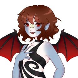 1girls countryhumans countryhumans_girl demon demon_girl female flat_chest guatemala_(countryhumans) nahui nahui_(artist) short_hair simple_background small_breasts tomboy white_background