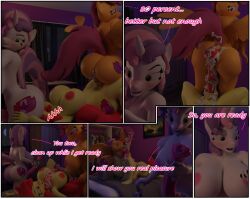 3d accessory animal_genitalia animal_penis anthro anthrofied apple_bloom_(mlp) ass big_breasts bodily_fluids breasts cock_ring comic cum cutie_mark_crusaders_(mlp) dialogue digital_media_(artwork) equid equine equine_genitalia equine_penis facesitting friendship_is_magic ftg_crossgender fti_crossgender genital_fluids genitals group gynomorph gynomorph/gynomorph hair_on_head hasbro hi_res horn horsecock intersex intersex/intersex jewelry mammal my_little_pony naked nipples nude pegasus penis penis_accessory penis_jewelry rule_63 scootaloo_(mlp) sex_toy sitting_on_another sweetie_belle_(mlp) tomixp trio unicorn wings