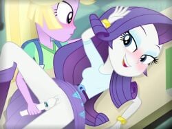 2girls accurate_art_style animated bottomless_skirt clothed_female clothed_sex equestria_girls female female_only femdom femsub fully_clothed fully_clothed_female my_little_pony no_panties no_sound public_sex randomtriples rarity_(eg) school tagme twilight_sparkle_(eg) video