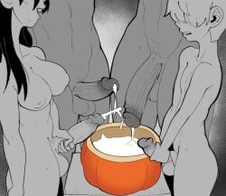 1futa 3boys bowl_of_cum circle_jerk cum cum_in_container dickgirl faceless_character faceless_male femboy futa_is_smaller futanari group_masturbation male mrbooshmaster multiple_penises mutual_masturbation original penis penis_size_difference pumpkin robin_(mrbooshmaster) sasha_(mrbooshmaster) willow_(mrbooshmaster)