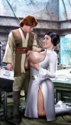 1boy 1girls 2022 age_difference anakin_solo areolae ass balls big_ass big_breasts big_penis breast_squeeze breasts_out brown_hair carrie_fisher clothed_sex cum cum_on_breasts dress female high_heels incest kneeling large_ass large_breasts large_penis lipstick male milf mother mother_and_son negisaray nipples older_woman_and_younger_boy on_knees paizuri penis penis_between_breasts princess_leia_organa size_difference small_dom_big_sub smile star_wars straight titjob voluptuous voluptuous_female