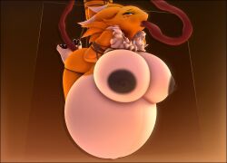 big_belly big_breasts breast_expansion breasts digimon expansion female furry inflation not_person420 renamon restrained rope tentacles thick_thighs wide_hips