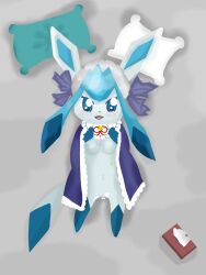 anthro blush breasts female female_only frozen_moon glaceon glaceon_(cosplay) maid pokemon pokemon_(species) pokemon_unite pussy small_breasts solo solo_focus