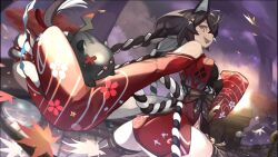 braided_hair brown_hair female momotexx_(vtuber) red_eyes virtual_youtuber vyugen wolf_ears wolf_girl wolf_tail