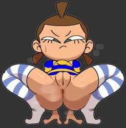 animal_crossing animal_crossing_girl anus ass bottomless clothed clothing female legwear nintendo partially_clothed pussy simple_background spread_legs sweat thick_thighs topwear vilepluff villager_(animal_crossing)