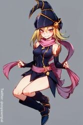 1girls ai_generated blonde_hair female female_only gagaga_girl hat looking_at_viewer medium_breasts osyasenpai red_eyes smile solo solo_female stable_diffusion thighs yu-gi-oh! yu-gi-oh!_zexal