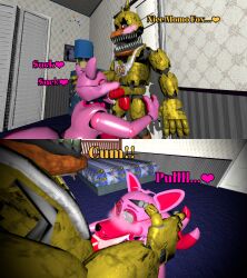 3d anthro blowjob cum dick five_nights_at_freddy's five_nights_at_freddy's_4 futa/female futanari ingame_model irrumatio lesbian nightmare_chica_(fnaf) oc original_character semen yuuki_momofox