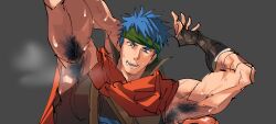 1boy armpits arms_up cropped fire_emblem fire_emblem:_path_of_radiance fire_emblem:_radiant_dawn gay heavily_censored ike_(fire_emblem) male_only musk nioseptem solo solo_male