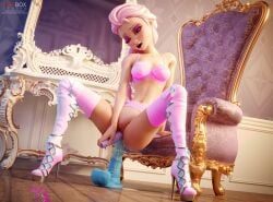 1girls 3d anal anal_insertion areolae blender blue_eyes boots bra braided_ponytail breasts dildo disney double_penetration edit elsa_(frozen) equine_dildo eyelashes eyeshadow female female_only fireboxstudio frozen_(film) high_heel_boots high_heels horsecock_dildo light_skin long_hair masturbation naked_boots naked_footwear naked_with_shoes_on pale_skin pink_bra pink_hair pink_nail_polish purple_eyeshadow pussy pussy_training red_lipstick royalty sex_toy slim solo spread_legs tight_anal vaginal_penetration