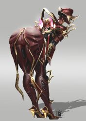 1girls ass bending_over bremonqueen cameltoe high_heels large_ass mesa_(warframe) presenting presenting_hindquarters simple_background solo solo_female thick_thighs thighs tight_clothing vagina warframe