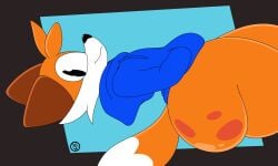 1boy ass big_ass big_butt bottomless bubble_butt fox furry furry_only hoodie looking_at_viewer looking_back male male_only nr_ac partially_clothed side_view smile solo soups_(superiorfox) tail thick_thighs wide_hips