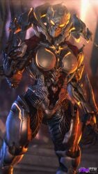 3d armor atsuko_(artist) breasts didact forerunner_(halo) genderswap_(mtf) halo_(series) halo_4 helmet hips large_breasts shadow-of-sundered-star wide_hips