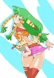 ass feena feena_(grandia) grandia looking_back onnaski panties pantyshot pulling_down_pants smirk white_panties