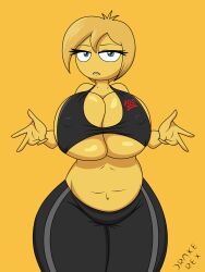 1girls 5_fingers big_ass big_breasts blonde_hair blue_eyes drake-rex emoji emoji_(race) female gym_uniform mary_meh mature_female meme milf mrs._meh pogchamp sony_pictures_animation source_request tagme the_emoji_movie thick_thighs yellow_body yellow_skin yoga_pants