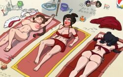 ! 3girls ass avatar_the_last_airbender azula back background beach beach_towel big_ass big_breasts bikini black_hair blush breast_envy breast_size_difference brown_hair crab dako09 feet female female_only jealous large_breasts legs mai_(avatar) medium_breasts meme mini-jiro multiple_girls nervous nipples on_back on_stomach open_toe_shoes relaxing sand skirt small_breasts stomach sunbathing thick_thighs topless ty_lee undressing