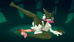 16:9 1boy 1girls 2023 anthro areola black_body black_legs bodily_fluids digital_media_(artwork) duo felid female female_focus fur generation_9_pokemon genital_fluids genitals grass green_body green_fur hi_res hippothrombe human humanoid interspecies male male/female mammal meowscarada multicolored_body nintendo nude open_mouth open_smile orgasm outside penis pink_eyes pink_nose plant pokemon pokemon_(species) pokemon_sv pokemorph pokephilia pussy smile solo_focus spread_legs spreading vaginal_penetration widescreen