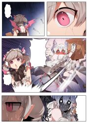 ariane_the_labrynth_servant box demon_girl duel_monster female gloves labrynth_of_the_silver_castle legwear lovely_labrynth_of_the_silver_castle nervous pink_eyes pointy_ears ro_g_(oowack) scared_expression sweat thighhighs white_hair yu-gi-oh!