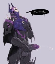 1boy 2020 absurd_res armor balls black_penis bone boner ejaculation erection genitals ghangaji glans hand_on_penis hi_res humanoid humanoid_genitalia king_hassan male male_only masturbation nightmare_husbando penis purple_glans simple_background skull solo