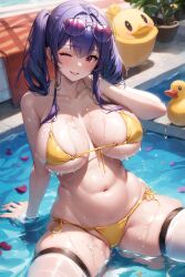 1girls ai_generated azur_lane female_focus female_only golden_bikini huge_breasts long_hair mommy pola_(azur_lane) solo solo_female solo_focus stable_diffusion twintails