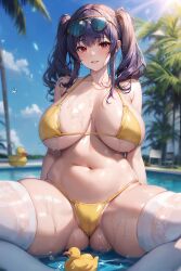 ai_generated azur_lane bikini cameltoe female_focus female_only golden_bikini huge_breasts human looking_at_viewer mommy pola_(azur_lane) seductive_look solo_female solo_focus stable_diffusion