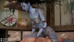 1boy 1boy1girl 1girls 3d alicecry animated asian_female bandages banshee black_hair blank_eyes blue-skinned_female blue_skin bouncing_breasts chest_wraps cum cum_in_pussy cum_inside dbd dead_by_daylight disembodied_arms female female_focus female_grunting female_on_top floating_hair grey-skinned_female grey_skin heavy_breathing horror indoors leg_wraps long_hair male monster_girl nightmare_waifu no_pupils riding rin_yamaoka scary small_breasts sound straight sехual the_spirit_(dead_by_daylight) undead video white_sclera wound wounded