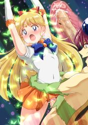 big_breasts big_penis bishoujo_senshi_sailor_moon blonde_hair blue_eyes blue_ribbon blush bow brutal censored clothed_sex clothing cum cum_inside forced gold_earrings gold_tiara long_hair minako_aino orange_shirt pain rape red_ribbon sailor_venus skirt small_breasts smooth_skin urapiyo uterus uterus_penetration white_gloves x-ray