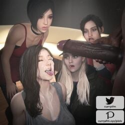 1boy 3d 4girls ada_wong asian asian_female big_penis capcom claire_redfield claire_redfield_(jordan_mcewen) cum cum_on_breasts cum_on_face currysfm dark-skinned_male dark_skin female huge_cock interracial large_breasts light-skinned_female light_skin male mia_winters milf mother_and_daughter oyakodon resident_evil resident_evil_2 resident_evil_2_remake resident_evil_7 resident_evil_8:_village rosemary_winters