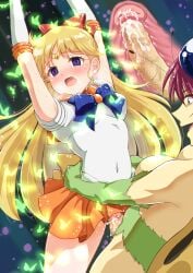 big_breasts big_penis bishoujo_senshi_sailor_moon bishoujo_senshi_sailor_venus blonde_hair blue_eyes blue_ribbon blush bow brutal censored clothed_sex clothing cum cum_inside forced gold_earrings gold_tiara long_hair minako_aino orange_shirt pain rape red_ribbon sailor_venus skirt small_breasts straight_hair urapiyo uterus uterus_penetration white_gloves x-ray