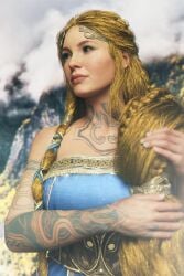 1girls 3d 3d_(artwork) aesir_(norse_mythology) blonde_hair blue_eyes braid braided_hair female female_only fully_clothed god_of_war god_of_war_ragnarok goddess long_hair milf mythology norse_mythology santa_monica_studio sif_(god_of_war) solo solo_female sony_corporation sony_interactive_entertainment tattoo tattooed_arm tattoos word2