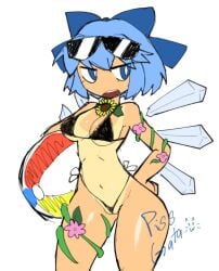 1girls angry angry_face annoyed annoyed_expression ass beach_ball big_ass big_butt bikini bikini_bottom bikini_top blue_eyes blue_hair breasts cirno cleavage female female_focus female_only flower hand_on_hip head_ribbon headwear huge_ass huge_butt ice ice_wings irritated pissgata plant ribbon serious serious_look shiny_skin short_hair signature skimpy skimpy_bikini skimpy_clothes string_bikini sunflower sunglasses sunglasses_on_head suntan swimsuit swimwear tan-skinned_female tan_body tan_skin tanline tanned tanned_cirno tanned_skin thick_thighs thighs tomboy touhou two-piece_swimsuit two_piece_swimsuit vines white_background wings