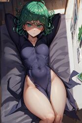 1girls ai_generated amiral_ai breasts female hi_res hips light-skinned_female light_skin lying_on_back one-punch_man petite petite_body small_breasts tatsumaki thick_thighs thighs wide_hips